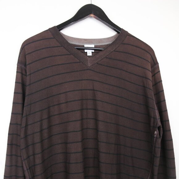 Armani Collezioni 100% Wool V-Neck Striped Long Sleeve Knit Shirt Size XXL - Picture 2 of 6